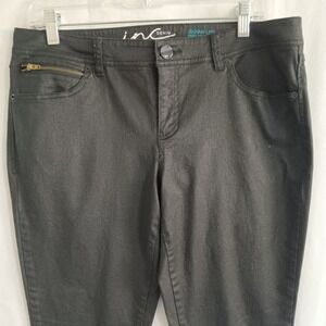 INC Skinny Leg Jeans Womens 12 Black Coated Skinny Leg Regular Fit